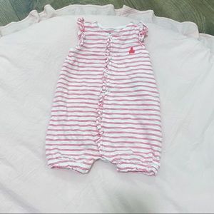 BabyGAP pink & white striped button romper